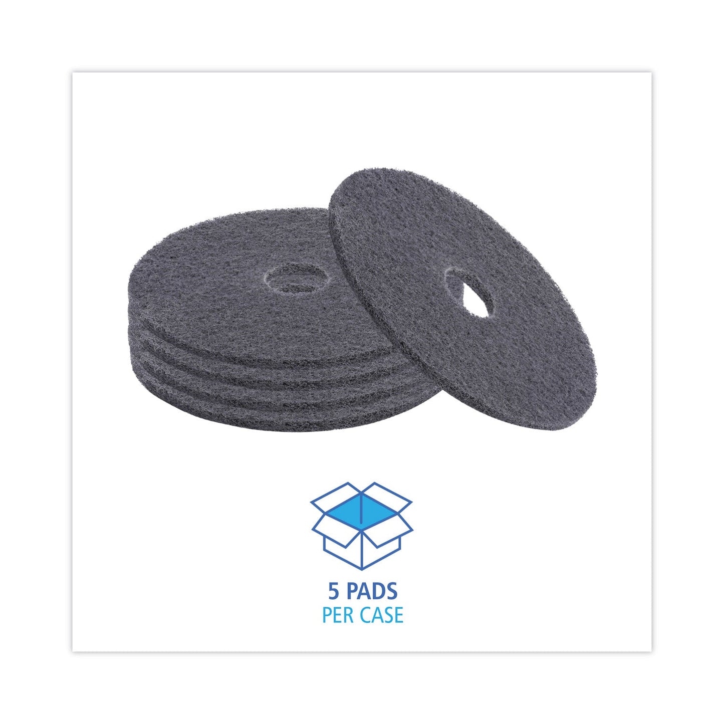 Boardwalk High Performance Stripping Floor Pads, 17" Diameter, Black, 5/Carton