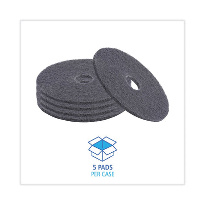 Boardwalk High Performance Stripping Floor Pads, 17" Diameter, Black, 5/Carton
