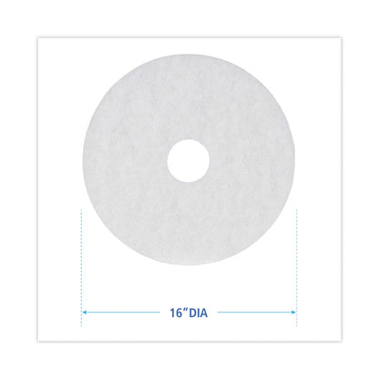 Boardwalk Polishing Floor Pads, 16" Diameter, White, 5/Carton