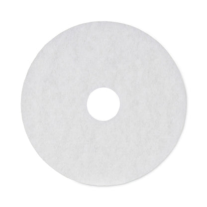 Boardwalk Polishing Floor Pads, 16" Diameter, White, 5/Carton