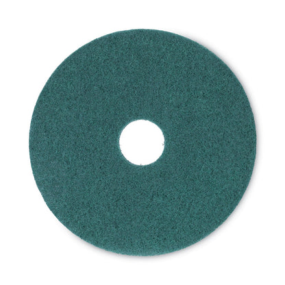 Boardwalk Heavy-Duty Scrubbing Floor Pads, 16" Diameter, Green, 5/Carton
