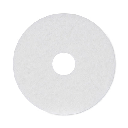 Boardwalk Polishing Floor Pads, 15" Diameter, White, 5/Carton
