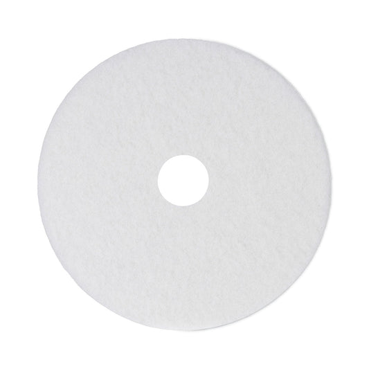 Boardwalk Polishing Floor Pads, 14" Diameter, White, 5/Carton