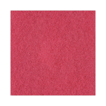 Boardwalk Buffing Floor Pads, 14" Diameter, Red, 5/Carton