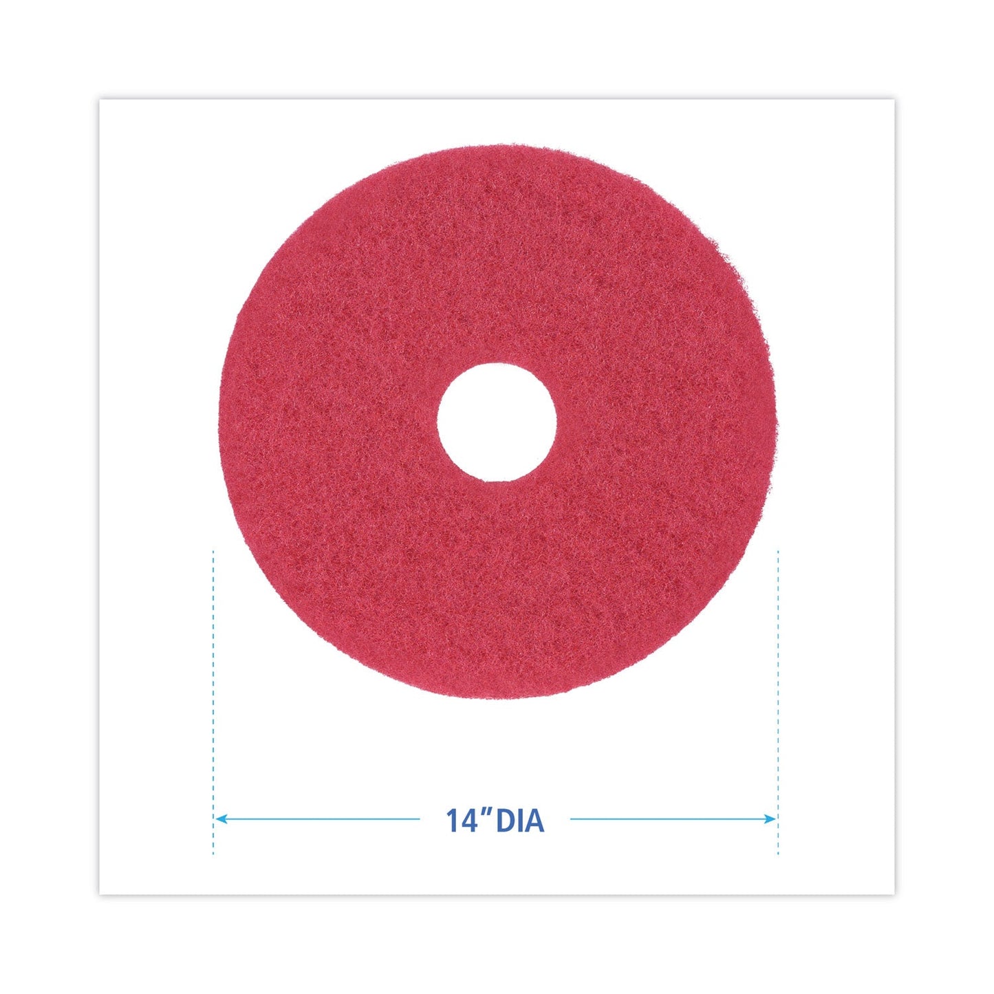 Boardwalk Buffing Floor Pads, 14" Diameter, Red, 5/Carton