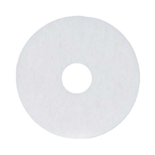 Boardwalk Polishing Floor Pads, 13" Diameter, White, 5/Carton