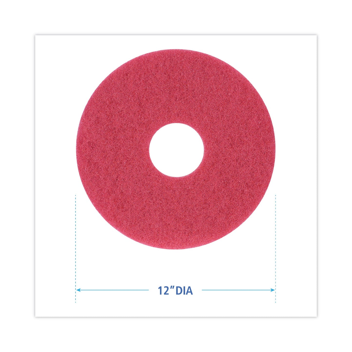 Boardwalk Buffing Floor Pads, 12" Diameter, Red, 5/Carton