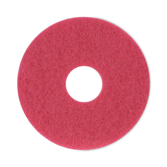 Boardwalk Buffing Floor Pads, 12" Diameter, Red, 5/Carton