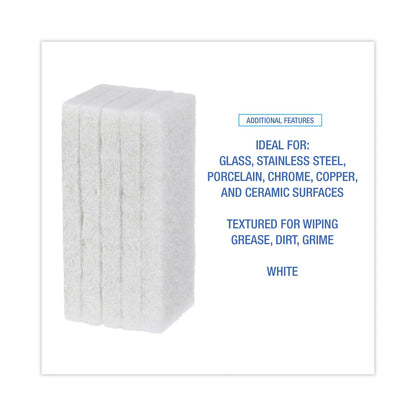 Boardwalk Light Duty Scour Pad, 4.63  x 10, White, 20/Carton