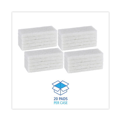 Boardwalk Light Duty Scour Pad, 4.63  x 10, White, 20/Carton