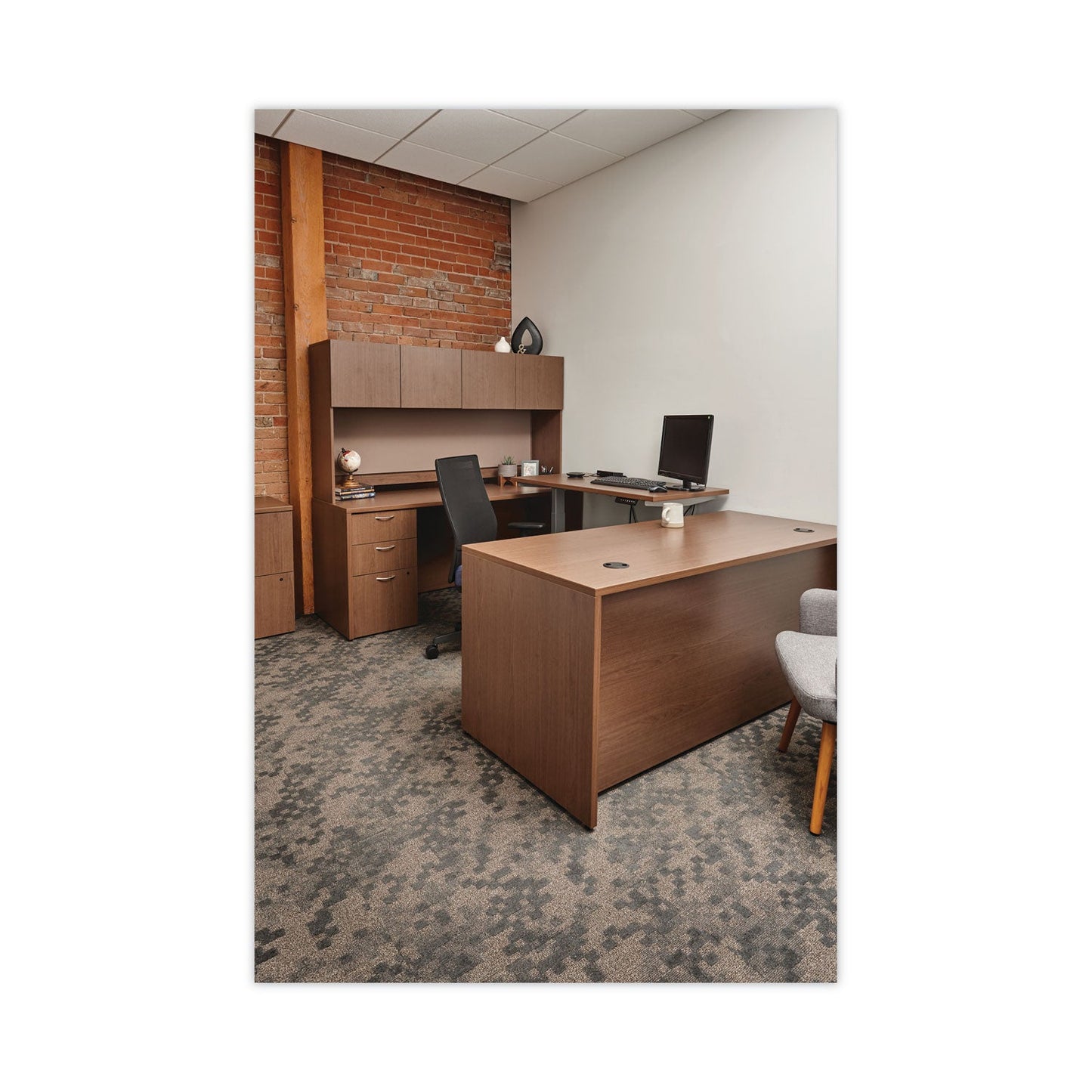 HON Mod Credenza Shell, 72w x 24d x 29h, Sepia Walnut