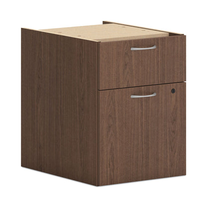 HON Mod Support Pedestal, Left or Right, 2-Drawers: Box/File, Legal/Letter, Sepia Walnut, 15" x 20" x 20"