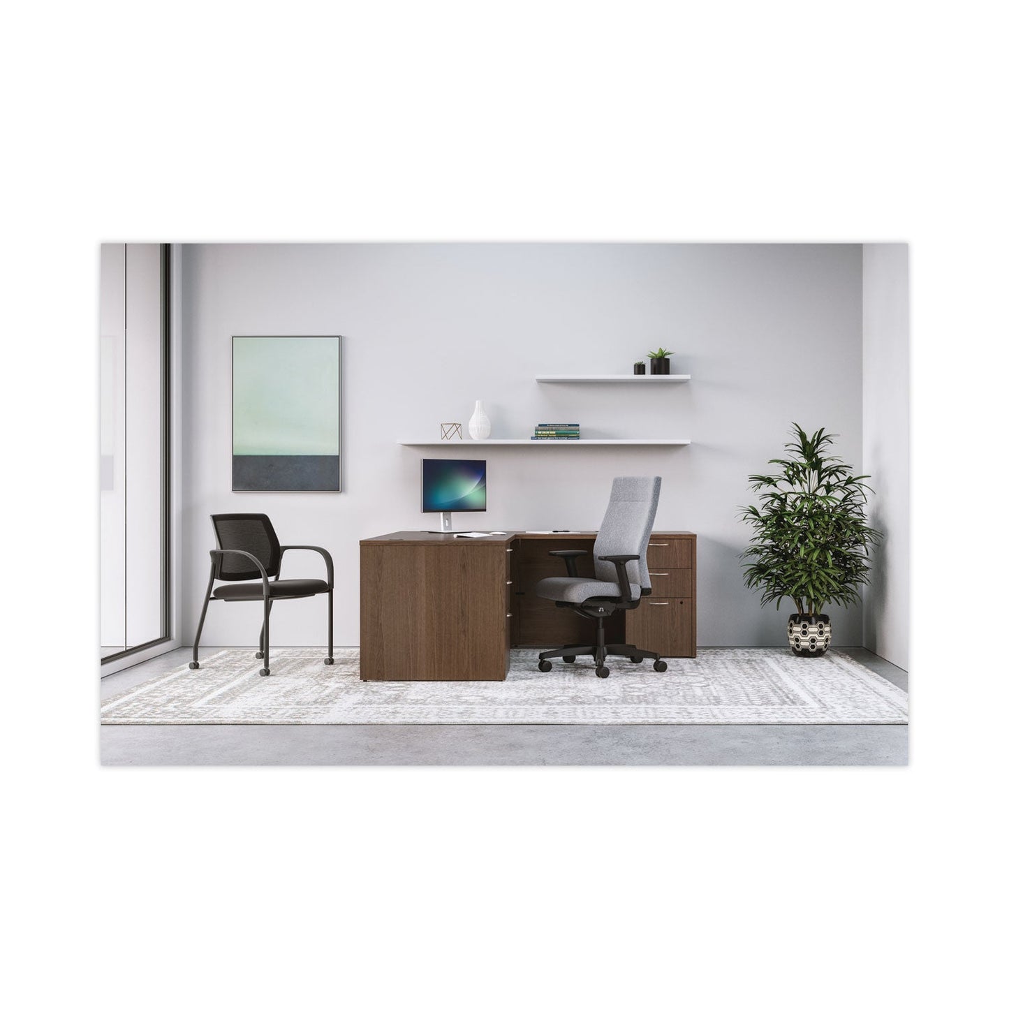 HON Mod Return Shell, Right, 48w x 24d x 29h, Sepia Walnut