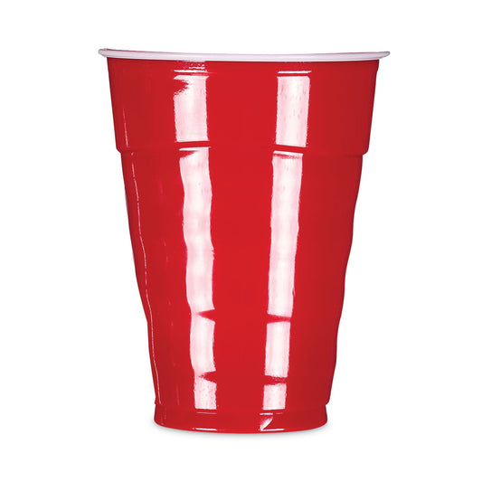 Hefty Easy Grip Disposable Plastic Party Cups, 9 oz, Red, 50/Pack, 12 Packs/Carton