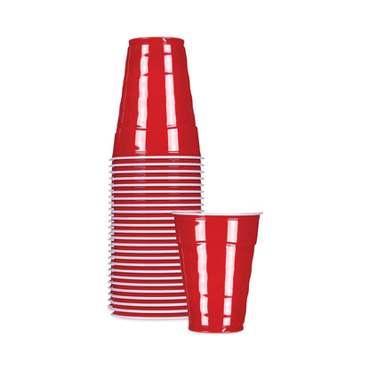 Hefty Easy Grip Disposable Plastic Party Cups, 9 oz, Red, 50/Pack, 12 Packs/Carton