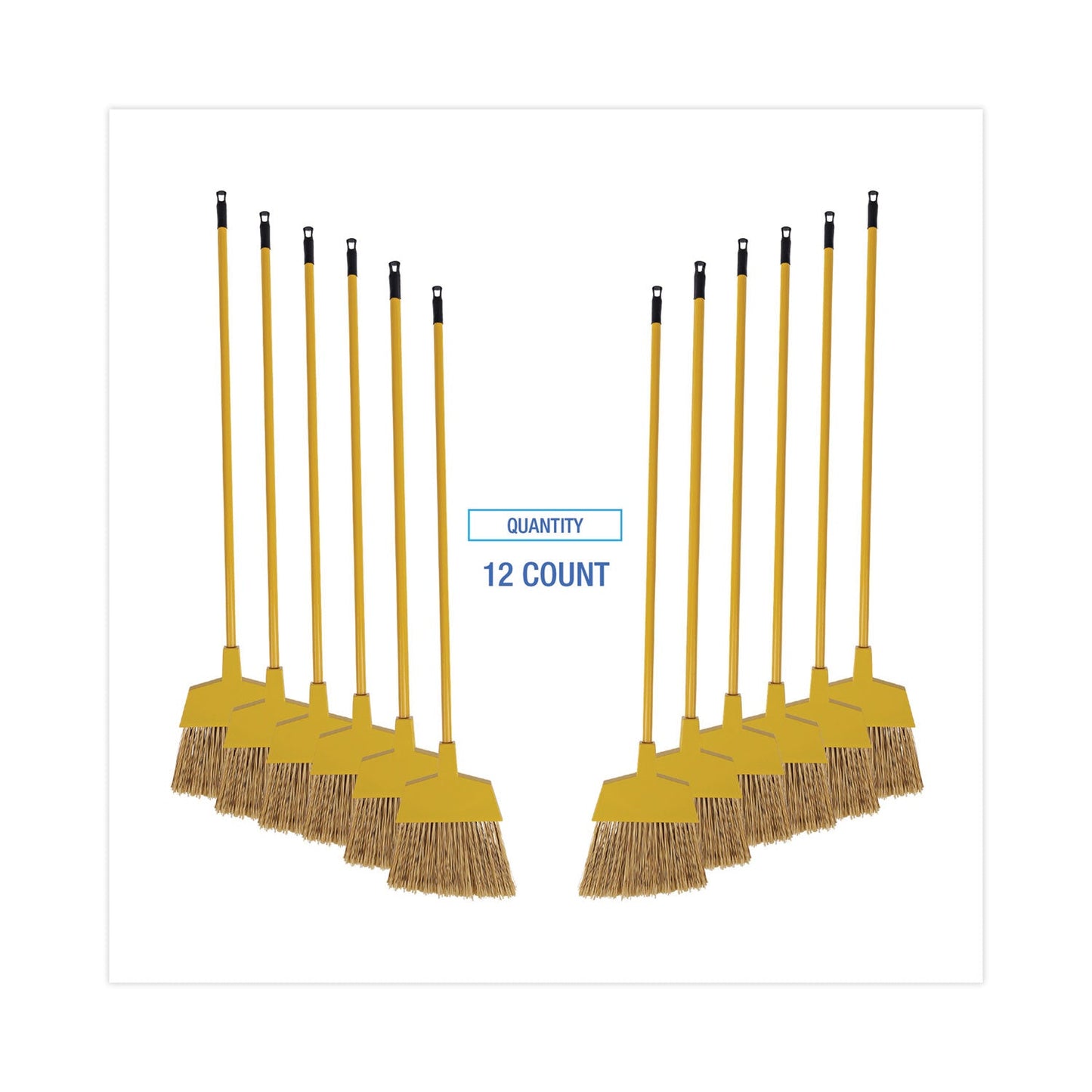 Boardwalk Poly Bristle Angler Broom, 53" Handle, Yellow, 12/Carton