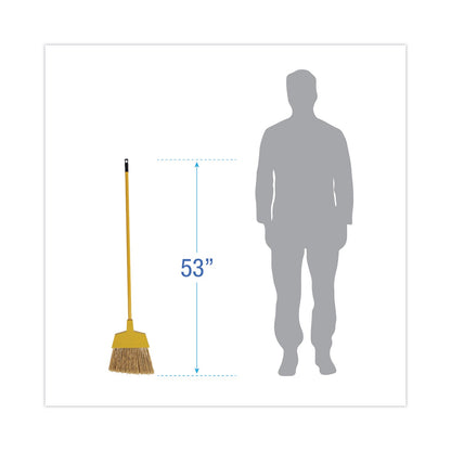 Boardwalk Poly Bristle Angler Broom, 53" Handle, Yellow, 12/Carton