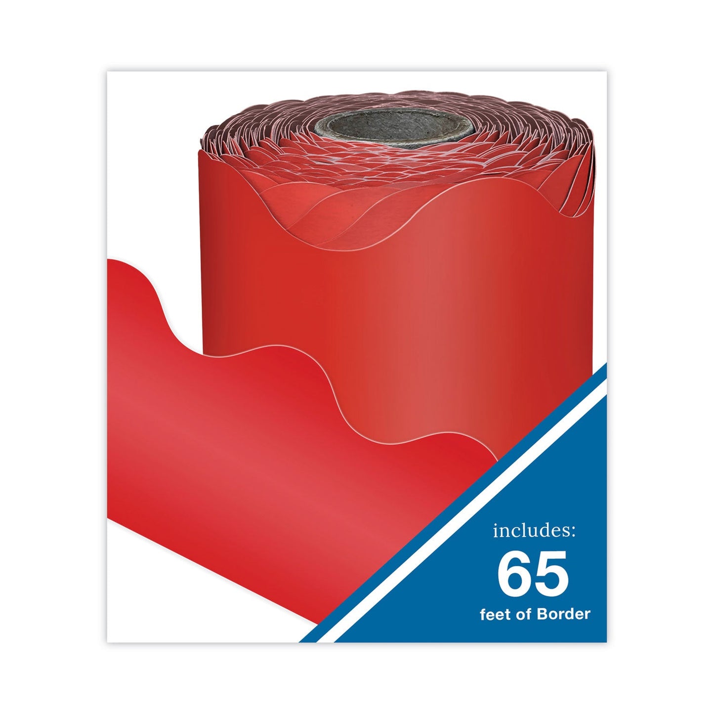 Carson-Dellosa Education Rolled Scalloped Borders, 2.25" x 65 ft, Red