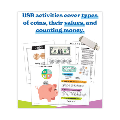Carson-Dellosa Education In a Flash USB, US Money, Ages 6-8, 229 Pages