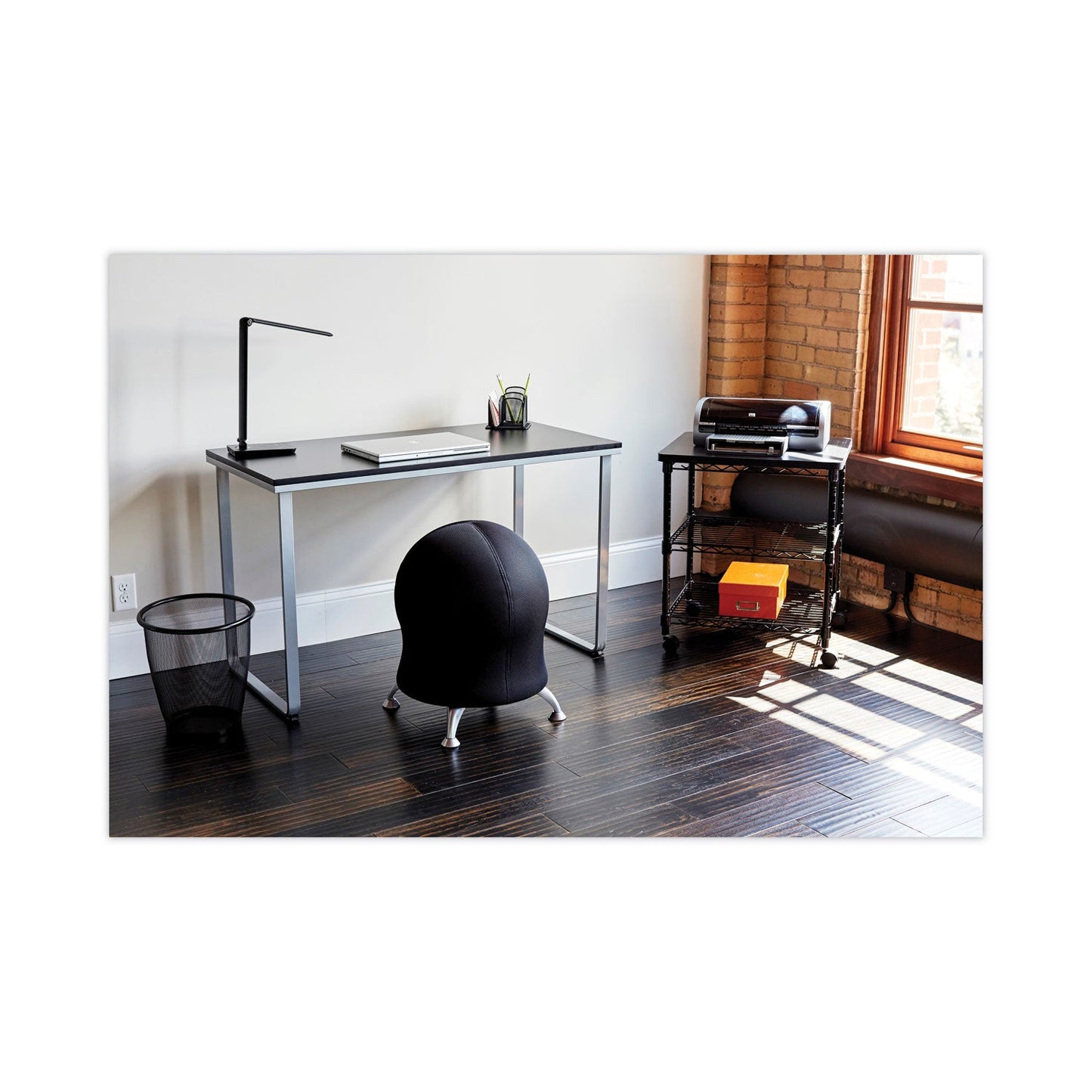 Safco Steel Desk, 47.25" x 24" x 28.75", Black/Silver