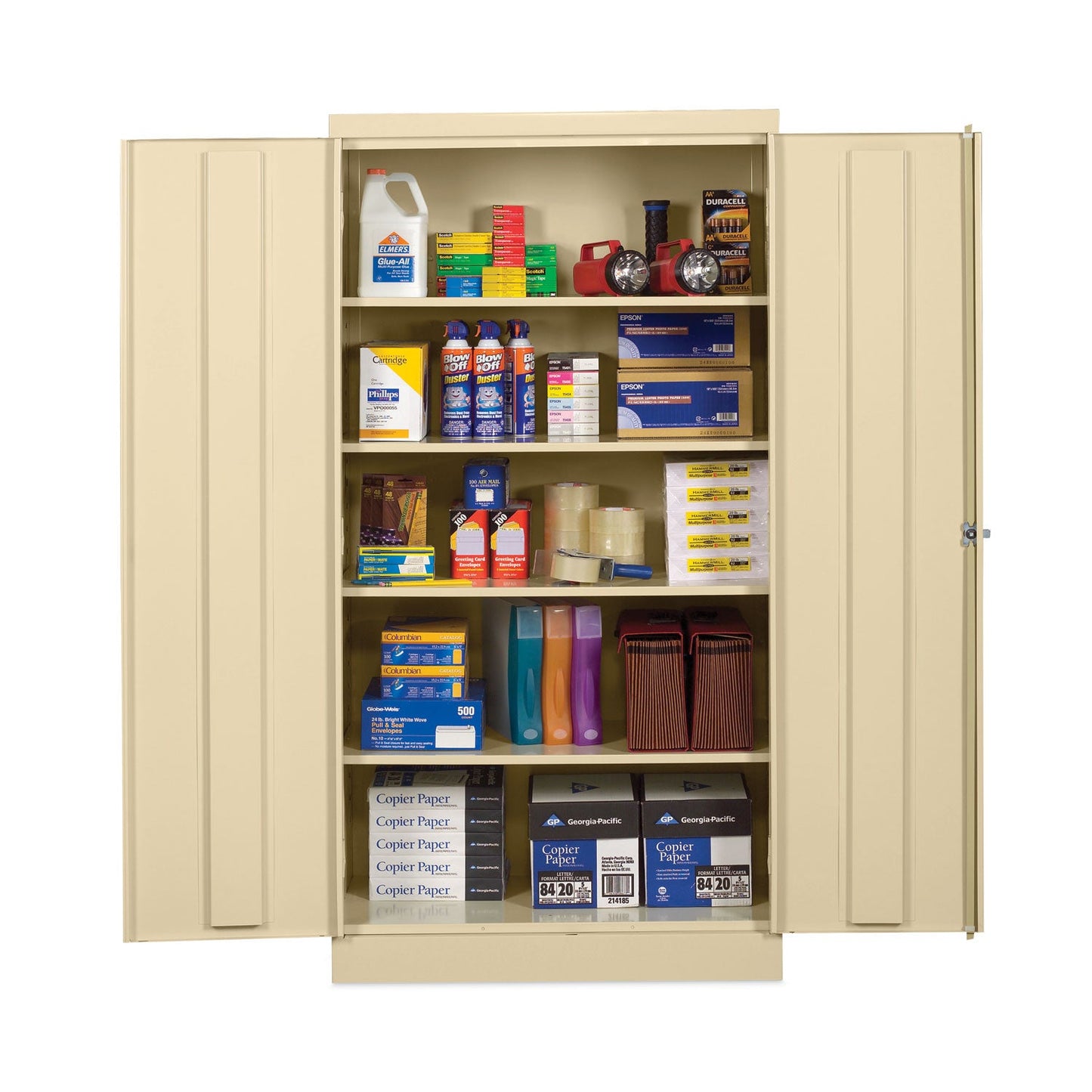 Alera Assembled 72" High Heavy-Duty Welded Storage Cabinet, Four Adjustable Shelves, 36w x 18d, Putty