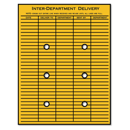 Quality Park Brown Kraft String/Button Interoffice Envelope, #97, Two-Sided Five-Column Format, 52-Entries, 10 x 13, Brown Kraft, 100/CT
