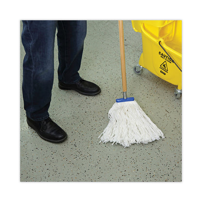 Boardwalk Cut-End Lie-Flat Mop Head, Rayon, 16oz, White, 12/Carton