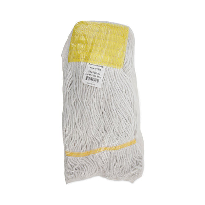 Boardwalk Super Loop Wet Mop Head, Cotton/Synthetic Fiber, 5" Headband, Small Size, White, 12/Carton