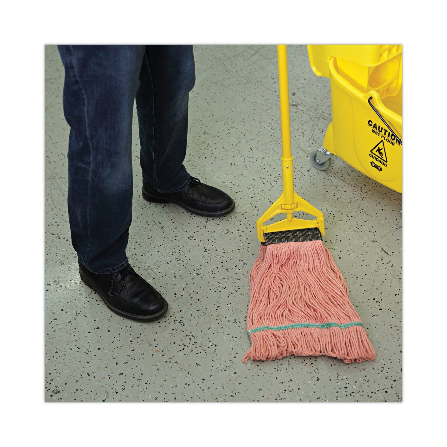 Boardwalk Super Loop Wet Mop Head, Cotton/Synthetic Fiber, 5" Headband, Medium Size, Orange, 12/Carton