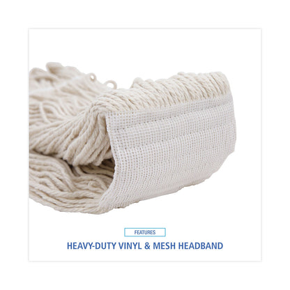 Boardwalk Mop Head, Pro Loop Web/Tailband, Premium Saddleback Head, Ctn, 24-oz., WH, 12/CT