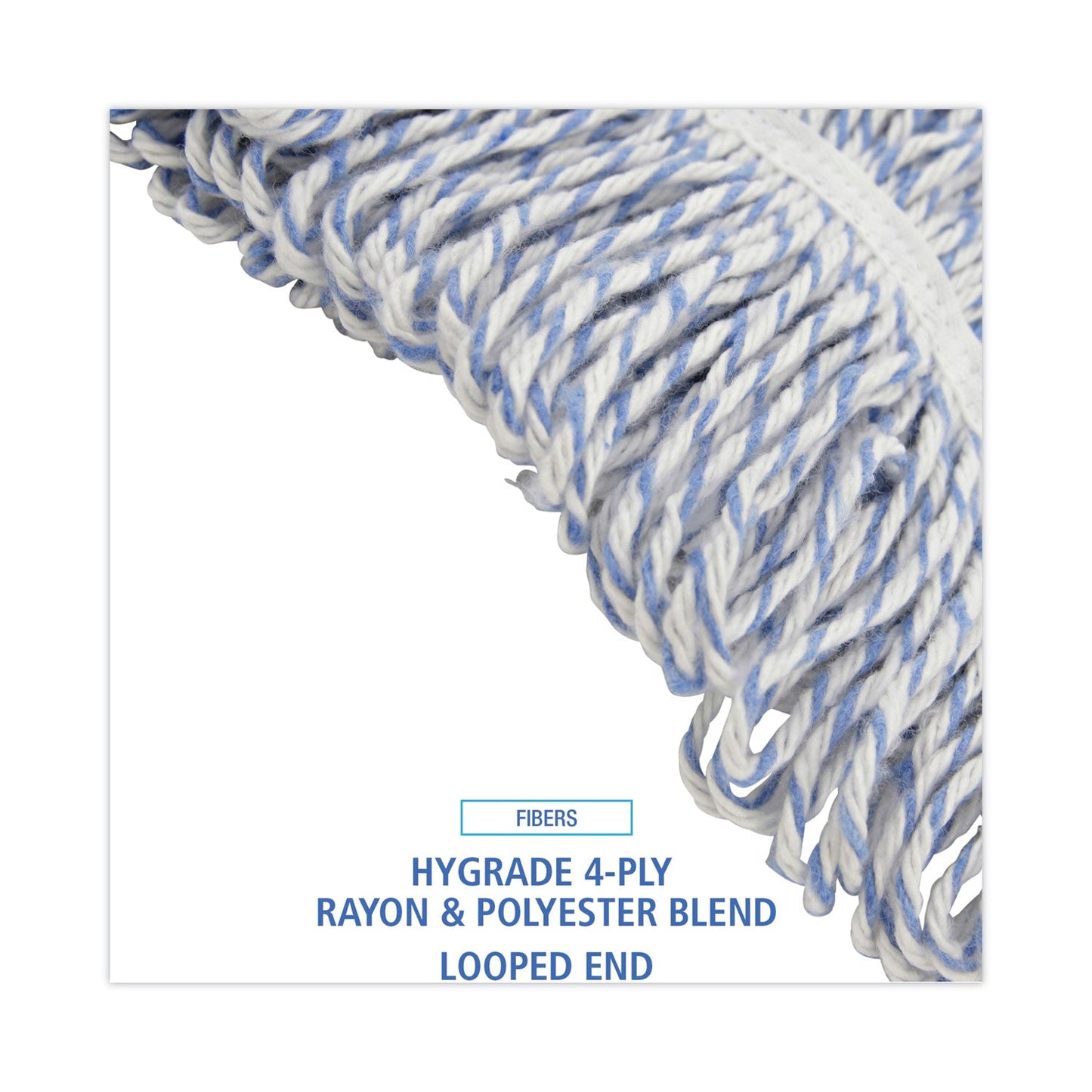 Boardwalk Mop Head, Floor Finish, Narrow, Rayon/Polyester, Large, White/Blue, 12/Carton