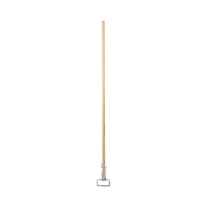 Boardwalk Spring Grip Metal Head Mop Handle for Most Mop Heads, Wood, 60", Natural