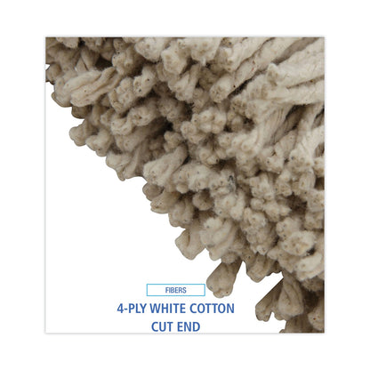 Boardwalk Cut-End Lie-Flat Wet Mop Head, Cotton, 16oz, White, 12/Carton