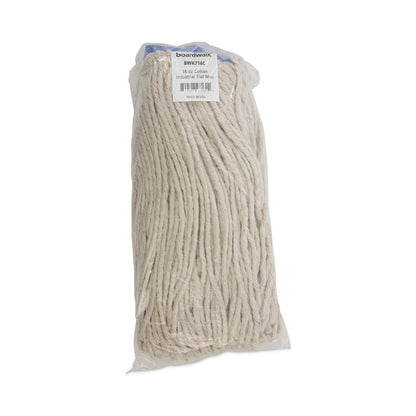 Boardwalk Cut-End Lie-Flat Wet Mop Head, Cotton, 16oz, White
