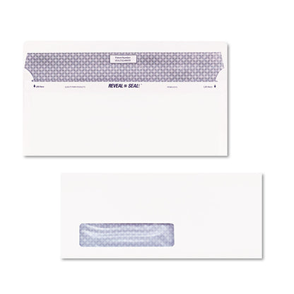 Quality Park Reveal-N-Seal Security-Tint Envelope, Address Window, #10, Commercial Flap, Self-Adhesive Closure, 4.13 x 9.5, White, 500/Box
