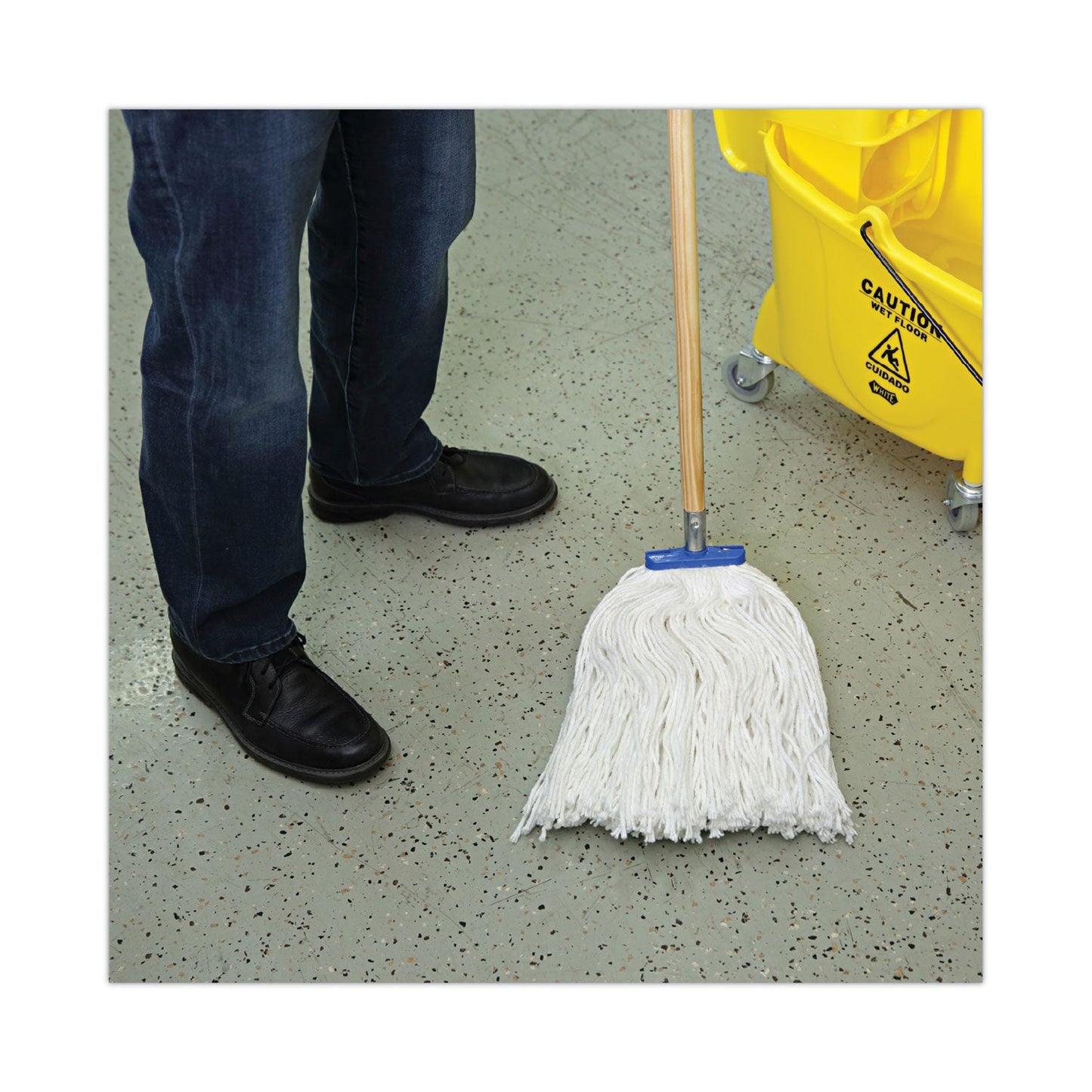 Boardwalk Cut-End Lie-Flat Wet Mop Head, Rayon, 16oz, White, 12/Carton