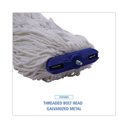 Boardwalk Cut-End Lie-Flat Wet Mop Head, Rayon, 16oz, White, 12/Carton