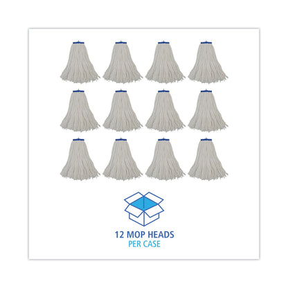 Boardwalk Cut-End Lie-Flat Wet Mop Head, Rayon, 16oz, White, 12/Carton