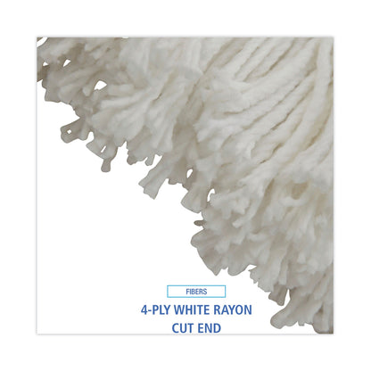 Boardwalk Cut-End Lie-Flat Wet Mop Head, Rayon, 16oz, White