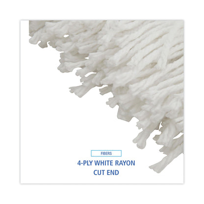 Boardwalk Mop Head, Economical Lie-Flat Head, Rayon Fiber, 20oz, White, 12/Carton