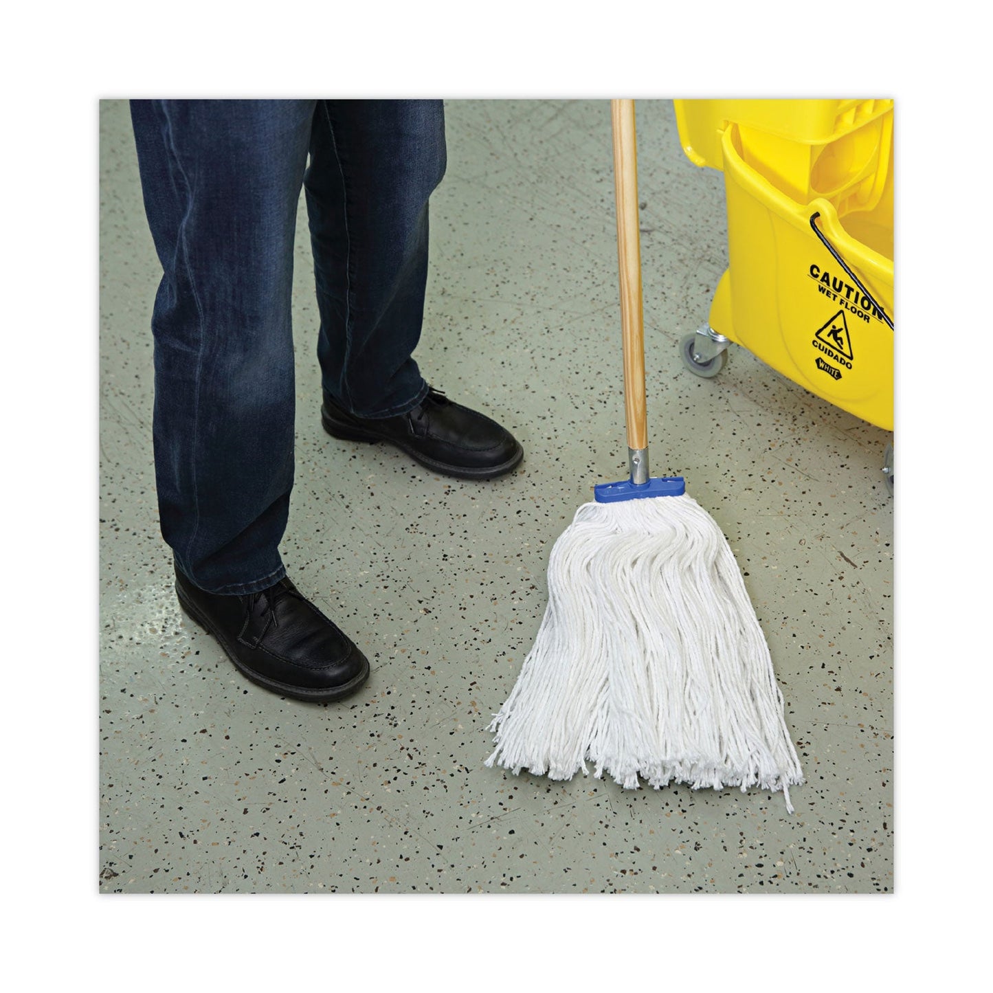 Boardwalk Cut-End Lie-Flat Wet Mop Head, Rayon, 24oz, White, 12/Carton