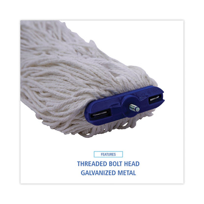 Boardwalk Cut-End Lie-Flat Wet Mop Head, Rayon, 24oz, White, 12/Carton