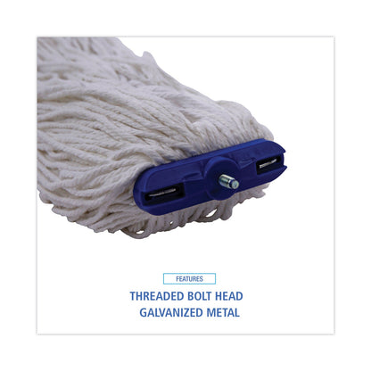 Boardwalk Mop Head, Lie-Flat Head, Rayon Fiber, 24oz, White, 12/Carton