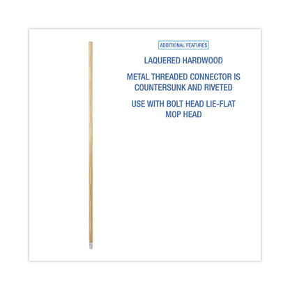 Boardwalk Lie-Flat Screw-In Mop Handle, Lacquered Wood, 1.13" dia x 54", Natural