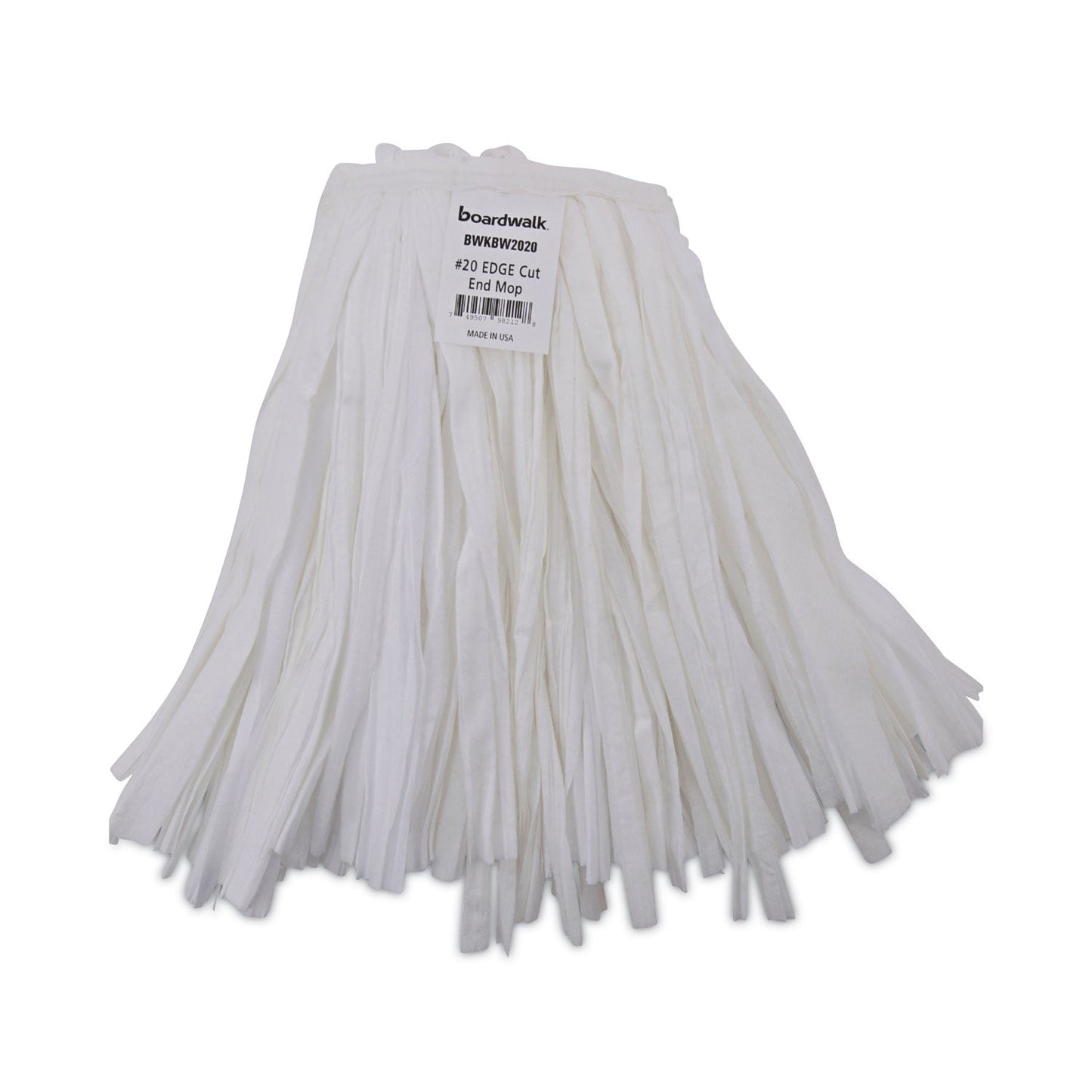 Boardwalk Nonwoven Cut End Edge Mop, Rayon/Polyester, #20, White, 12/Carton