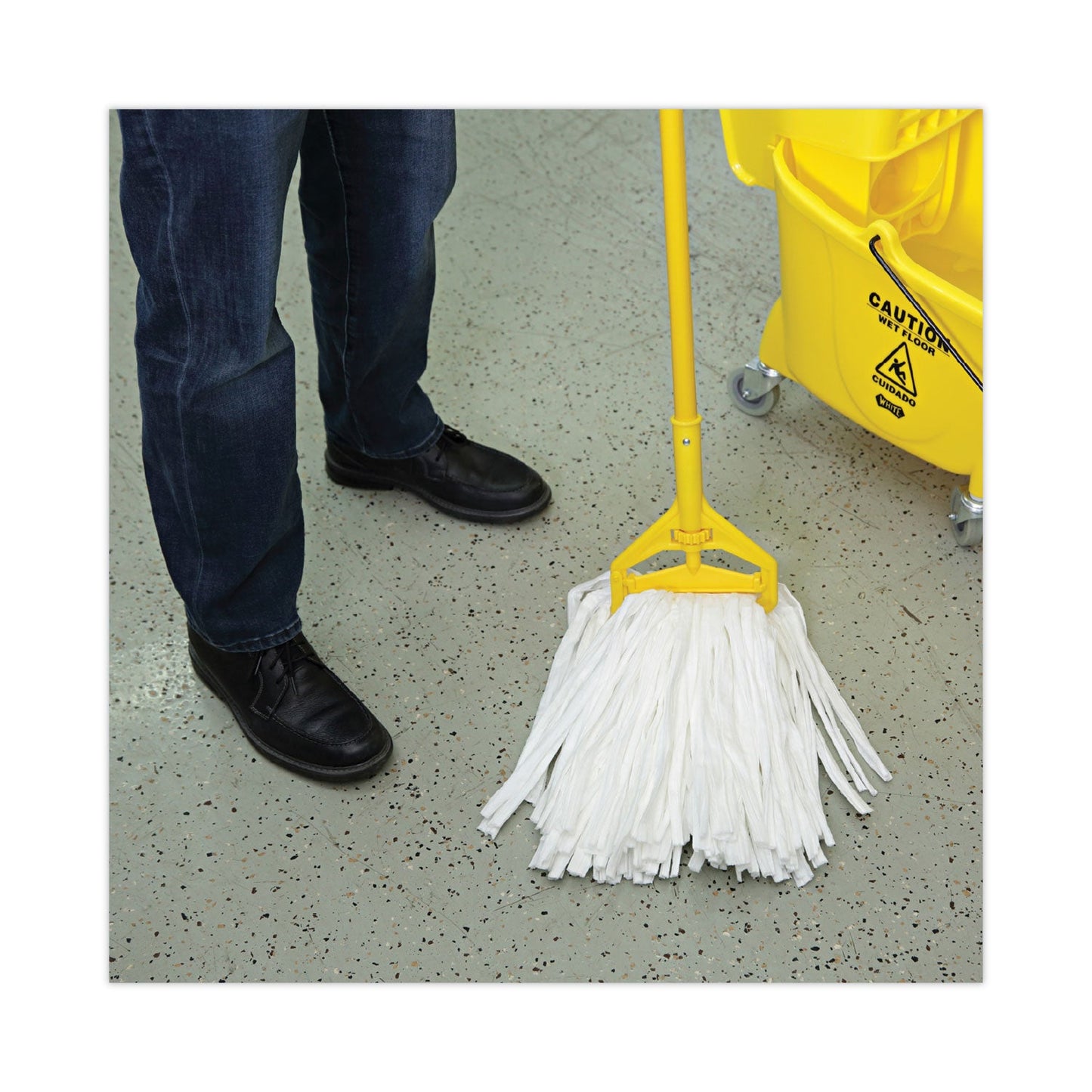 Boardwalk Nonwoven Cut End Edge Mop, Rayon/Polyester, #24, White, 12/Carton