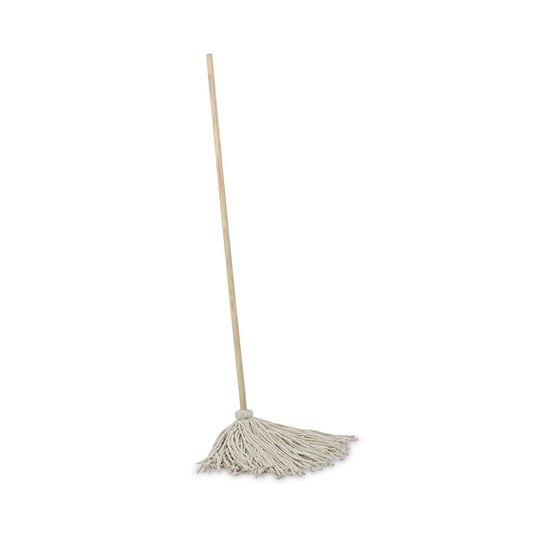 Boardwalk Cotton Deck Mop, 24 oz White Cotton Head, 50" Wood Handle, 6/Carton