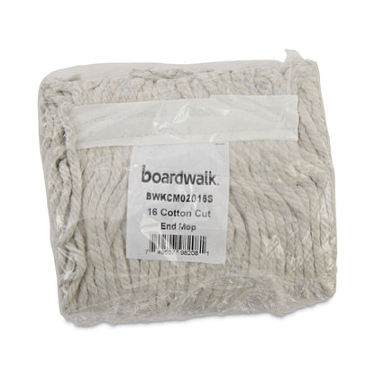Boardwalk Mop Head, Cotton, Cut-End, White, 4-Ply, #16 Band, 12/Carton