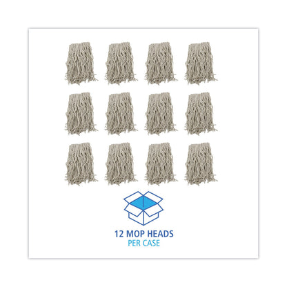 Boardwalk Mop Head, Cotton, Cut-End, White, 4-Ply, #16 Band, 12/Carton