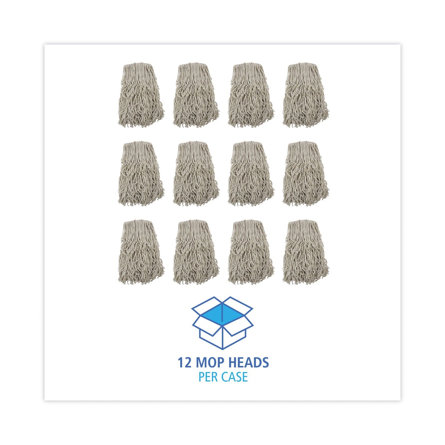 Boardwalk Cotton Mop Head, Cut-End, #32, White, 12/Carton